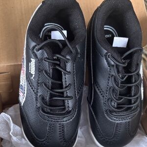 Puma Kids' Black Lace-Up Sneakers with Graphic Side Accent